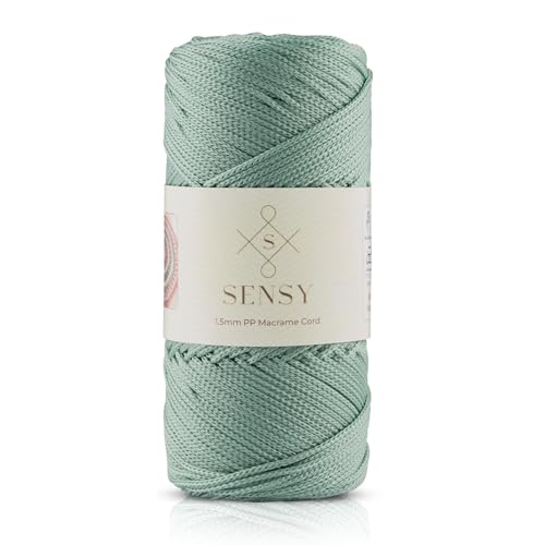 Sensy Premium 1,5 mm 160 Meter Polyester-Seil, 100% Polypropylen-Kordel für Makramee, 1,5 mm, Häkelnadel, Makramee-Seil, Häkelgarn, Geschenk für Stricker, Salbeigrün Sensy Premium 1,5 mm 160 Meter Polyester-Seil, 100% Polypropylen-Kordel für Makramee, 1,5 mm, Häkelnadel, Makramee-Seil, Häkelgarn, Geschenk für Stricker, Salbeigrün von S SENSY