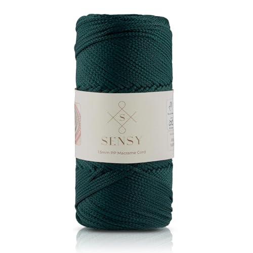 Sensy Premium 1,5 mm 160 Meter Polyester-Seil, 100% Polypropylen-Kordel für Makramee, 1,5 mm, Häkelnadel, Makramee-Seil, Häkelgarn, Geschenk für Stricker, Waldgrün Sensy Premium 1,5 mm 160 Meter Polyester-Seil, 100% Polypropylen-Kordel für Makramee, 1,5 mm, Häkelnadel, Makramee-Seil, Häkelgarn, Geschenk für Stricker, Waldgrün von S SENSY
