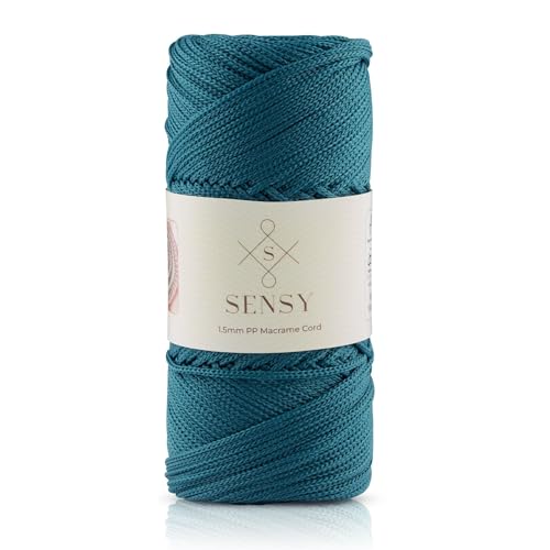 Sensy Premium 1,5 mm 164 Meter Polyester-Seil, 100% Polypropylen-Schnur, Makramee-Schnur, 1,5 mm Häkeltasche, Kordel, Makramee-Seil, Häkelgarn, Geschenk für Strickwaren (Pfau) von S SENSY