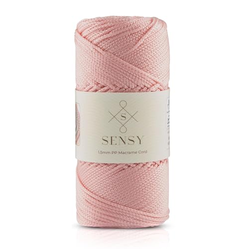 Sensy Premium 1,5 mm 164 Meter Polyester-Seil, 100 % Polypropylen-Schnur, Makramee-Schnur, 1,5 mm Häkeltasche, Kordel, Makramee-Seil, Häkelgarn, Geschenk für Strickwaren (Rosa) von S SENSY