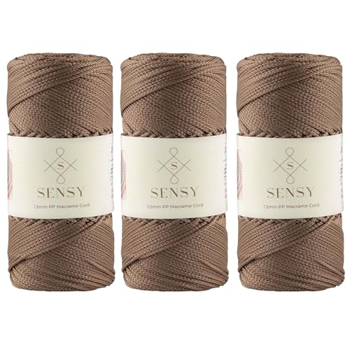 Sensy Premium 1,5 mm 164 Yards Polyesterseil 100% Polypropylen-Kordel Makramee-Seil Häkeltasche Häkelgarn Geschenk für Strickwaren (Nerz) von S SENSY