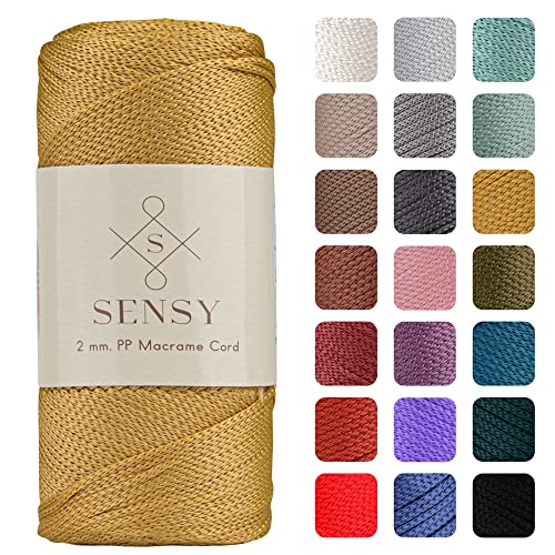 Sensy Premium 2 mm 230 Meter Polyester-Seil, 100% Polypropylen-Kordel Makramee-Kordel Häkeltasche Kordel Häkelgarn Geschenk für Strickwaren (Senf) von S SENSY