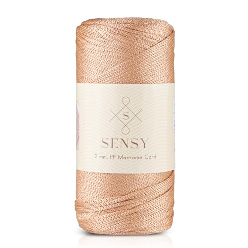 Sensy Premium 2 mm 230 Meter Polyester-Seil, 100% Polypropylen-Kordel Makramee-Kordel 2 mm Häkeltasche Kordel Makramee Seil Häkelgarn Geschenk für Strickwaren (Nackt) von S SENSY