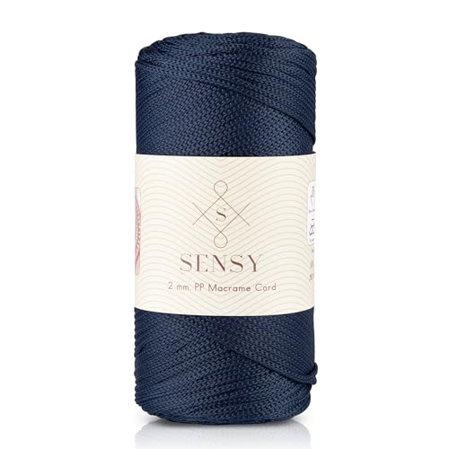 Sensy Premium 2 mm 230 Meter Polyester-Seil, 100% Polypropylen-Kordel Makramee-Kordel 2 mm Häkeltasche Kordel Makramee Seil Häkelgarn Geschenk für Strickwaren (Navy Blau) von S SENSY