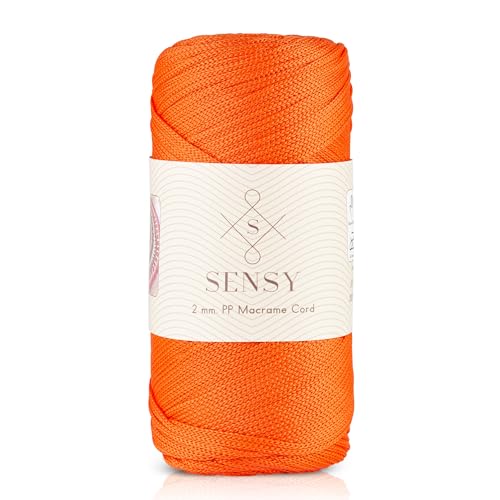 Sensy Premium 2 mm 230 Meter Polyester-Seil, 100% Polypropylen-Kordel Makramee-Kordel 2 mm Häkeltasche Kordel Makramee Seil Häkelgarn Geschenk für Strickwaren (Orange) von S SENSY