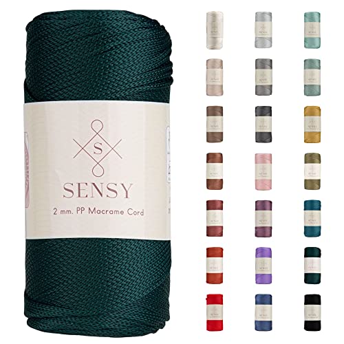 Sensy Premium 2 mm 230 Meter Polyester-Seil, 100% Polypropylen-Kordel Makramee-Kordel 2 mm Häkeltasche Kordel Makramee Seil Häkelgarn Geschenk für Strickwaren (Waldgrün) von S SENSY