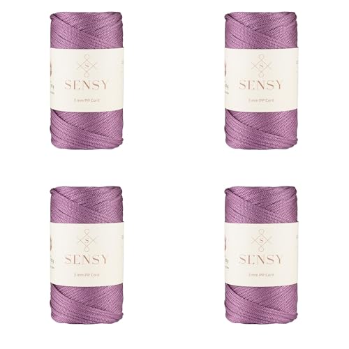 Sensy Premium 3 mm 120 Meter Polyester-Seil, 100% Polypropylen, Makramee-Kordel, 3 mm Häkeltaschen, Makramee-Seil, Häkelgarn, Geschenk für Stricker (Pflaume) von S SENSY