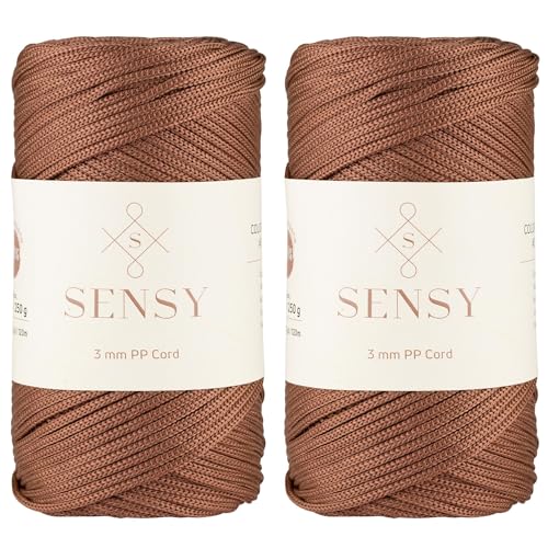Sensy Premium 3 mm 120 Meter Polyester-Seil, 100% Polypropylen-Kordel, Makramee-Kordel, 3 mm Häkeltaschen-Kordel, Makramee-Seil, Häkelgarn, Geschenk für Stricker (Kupfer) von S SENSY