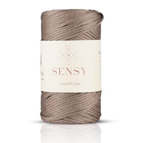 Sensy Premium 3 mm 120 Meter Polyester-Seil, 100% Polypropylen-Kordel, Makramee-Kordel, 3 mm Häkeltaschen-Kordel, Makramee-Seil, Häkelgarn, Geschenk für Stricker (Nerz) von S SENSY