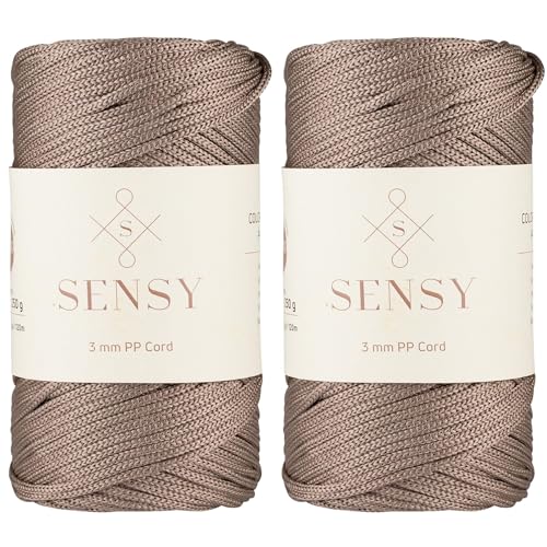 Sensy Premium 3 mm 120 Meter Polyester-Seil, 100% Polypropylen-Kordel, Makramee-Kordel, 3 mm Häkeltaschen-Kordel, Makramee-Seil, Häkelgarn, Geschenk für Stricker (Nerz) von S SENSY