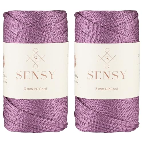Sensy Premium 3 mm 120 Meter Polyester-Seil, 100% Polypropylen-Kordel, Makramee-Seil, Häkeltaschen-Kordel, Häkelgarn, Geschenk für Stricker (Pflaume) von S SENSY