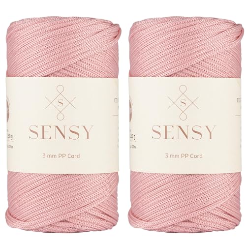 Sensy Premium 3 mm 120 Meter Polyester-Seil, 100% Polypropylen-Kordel, Makramee-Seil, Häkeltaschen-Kordel, Häkelgarn, Geschenk für Stricker (Rosa) von S SENSY