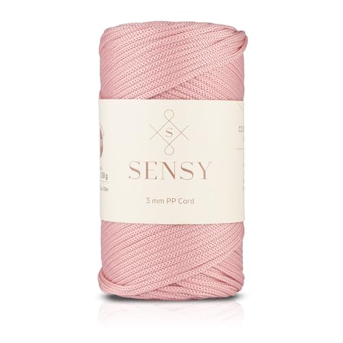 Sensy Premium 3 mm 120 Meter Polyester-Seil, 100% Polypropylen-Kordel, Makramee-Kordel, 3 mm Häkeltaschen-Kordel, Makramee-Seil, Häkelgarn, Geschenk für Stricker (Rosa) von S SENSY