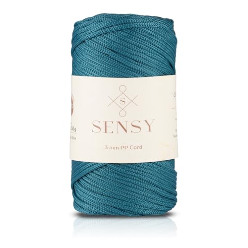 Sensy Premium 3 mm 120 Meter Polyester-Seil, 100% Polypropylen-Kordel, Makramee-Seil, Häkeltaschen-Kordel, Häkelgarn, Geschenk für Stricker (Pfauen) von S SENSY