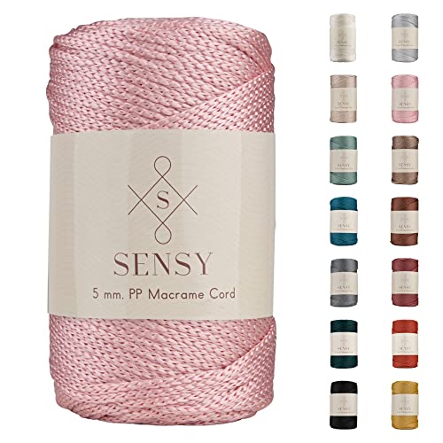 Sensy Premium 5 mm 104 Yards Polyester-Seil, 100% Polypropylen-Kordel Makramee 5 mm Häkeltasche Seil Häkelgarn Geschenk für Strick (Rosa) von S SENSY
