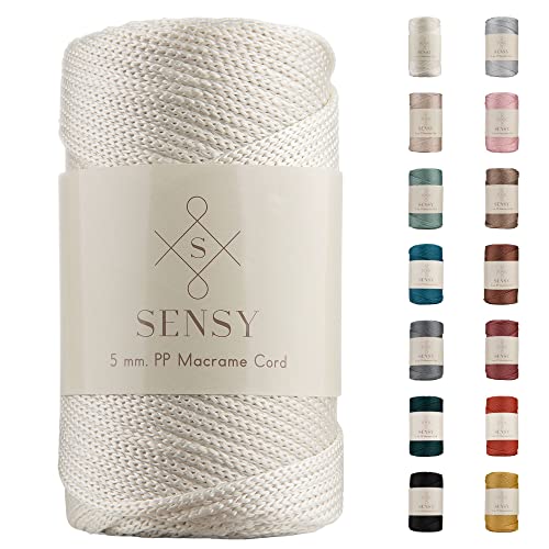 Sensy Premium 5 mm 104 Yards Polyesterseil 100% Polypropylen-Kordel Makramee-Seil Häkeltasche Häkelgarn Geschenk für Strickwaren (Ecru) von S SENSY