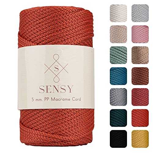 Sensy Premium 5 mm 104 Yards Polyesterseil 100% Polypropylen-Kordel Makramee-Kordel 5 mm Häkeltasche Kordel Makramee Seil Häkelgarn Geschenk für Strickwaren (Ziegel) von S SENSY