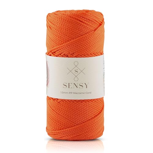 Sensy Premium Polyester-Seil, 1,5 mm, 100% Polypropylen, Makramee-Schnur, Häkelschnur, Makramee-Seil, Häkelgarn, Geschenk für Stricker (Orange) von S SENSY
