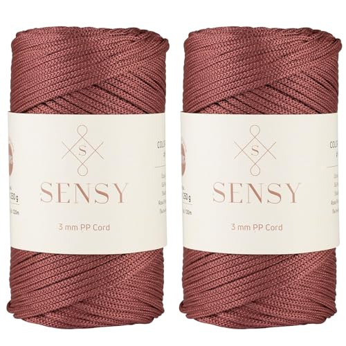 Sensy Premium Polyester-Seil, 3 mm, 100% Polypropylen, Makramee-Schnur, 3 mm, Häkeltasche, Kordel, Makramee-Seil, Häkelgarn, Geschenk für Stricker, (Dusty Rose) von S SENSY
