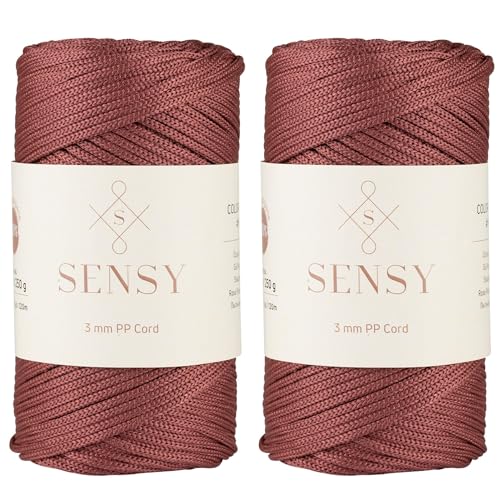 Sensy Premium Polyester-Seil, 3 mm, 100% Polypropylen, Makramee-Schnur, 3 mm, Häkeltasche, Kordel, Makramee-Seil, Häkelgarn, Geschenk für Stricker, (Dusty Rose) von S SENSY