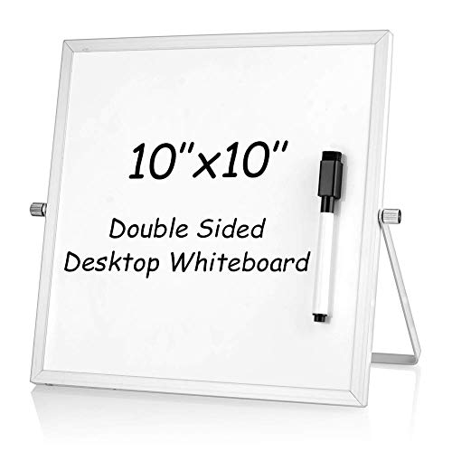 S SIENOC 10"x10" Trockenlöschen Whiteboard Weiße Kleines Tafel Desktop Mini Staffelei umschaltbarer Notizblock für Büro 25x25cm von S SIENOC