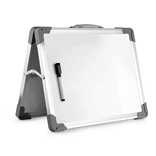 euroharry 38x30cm/15"x12" Magnetische Kleines Desktop-Whiteboard-Staffelei, faltbare, doppelseitige Whiteboard-Tafel mit Trockenl?schfunktion, tragbares Whiteboard-Erinnerungsbrett ¡ von S SIENOC