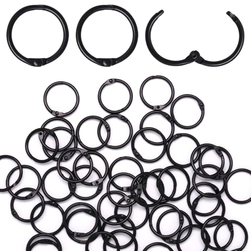 S SYDIEN 50 Stück Loseblatt-Binderinge 2,5 cm, schwarze Buchringe für Papier, Metallring für Karteikarten, Karteikartenring für Schule, Büro S SYDIEN 50 Stück Loseblatt-Binderinge 2,5 cm, schwarze Buchringe für Papier, Metallring für Karteikarten, Karteikartenring für Schule, Büro von S SYDIEN