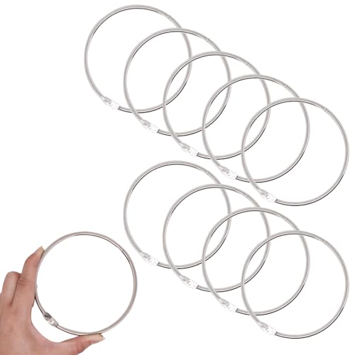S SYDIEN Ringbuch für lose Blätter, 10,2 cm, extra groß, vernickelter Stahl, für Papier, silberfarbene Buch-Schlüsselanhänger, Metallringe für Schule, Büro, Zuhause, 10 Stück S SYDIEN Ringbuch für lose Blätter, 10,2 cm, extra groß, vernickelter Stahl, für Papier, silberfarbene Buch-Schlüsselanhänger, Metallringe für Schule, Büro, Zuhause, 10 Stück von S SYDIEN