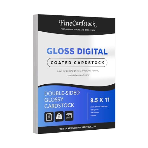 Doppelseitiger, schwerer, glänzender digitaler C2S-Karton, perfekt für Farblaserdruck, Flyer, Broschüren, Fotos, 21,6 x 27,9 cm, 16 Pt (350 g/m²), säurefrei, beidseitig glänzend, 50 Blatt von S Superfine Printing