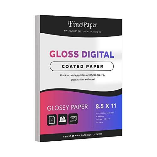 Doppelseitiges glänzendes digitales C2S-Papier – perfekt für Farblaserdruck, Designvorschläge, Flyer, Broschüren,8.5x11,45.4 kg Text (18.1 kg Bindung),säurefreies Papier,100 Blatt ets pro Packung von S Superfine Printing