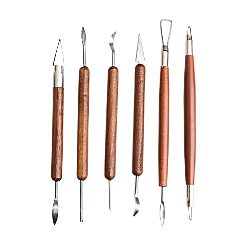 S & E TEACHER'S EDITION 6 Stück Töpfer- und Ton-Modellierwerkzeuge, doppelseitig, glatte Holzgriffe. von S & E TEACHER'S EDITION