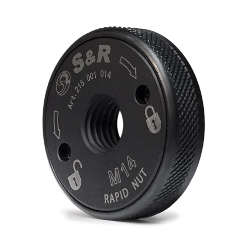S&R Schnellspannmutter M 14 in Industrie-Qualität, Schnell Spannmutter für alle Winkelschleifer von AEG, Black & Decker, Dewalt, Flex, Hitachi, Metabo, Makita uvm von S&R
