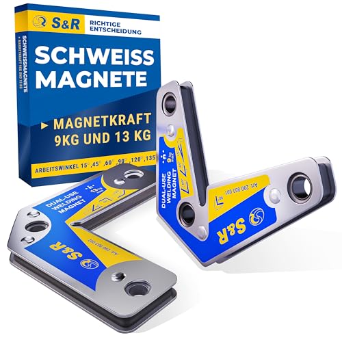 S&R Schweißmagnet Set 2-tlg. Winkel 15° 45° 60° 90° 120° 135° 165°, Montagehelfer Schweißwinkel Winkelmagnet mit hoher Haltekraft S&R Schweißmagnet Set 2-tlg. Winkel 15° 45° 60° 90° 120° 135° 165°, Montagehelfer Schweißwinkel Winkelmagnet mit hoher Haltekraft von S&R