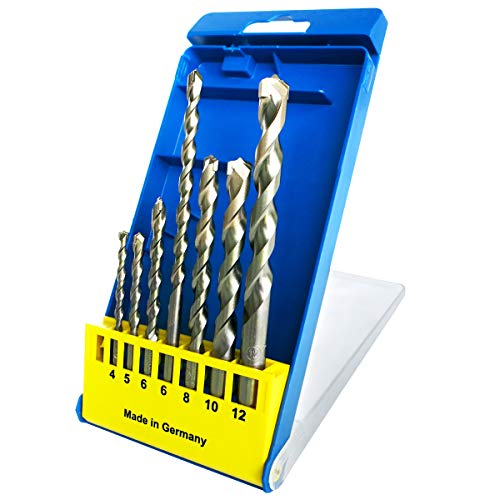 S&R Superschlag Stein- und Betonbohrer Set 7-tlg (4-12mm) – Mit Hartmetallspitze, Spiralnut, Rundlaufgenauigkeit und Korrosionsschutz für Beton, Ziegel, Natur- und Kunststein von S&R