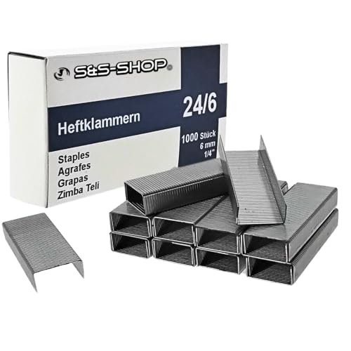 1000 Heftklammern 24/6, extra stark, für Bürotacker, Standard-Tackerklammern, Tackernadeln, verzinkt, Handtacker, Bürobedarf Schule & Zuhause 1000 Heftklammern 24/6, extra stark, für Bürotacker, Standard-Tackerklammern, Tackernadeln, verzinkt, Handtacker, Bürobedarf Schule & Zuhause von S&S-Shop