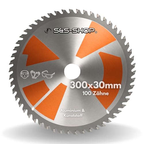 HM Kreissägeblatt 300x30 mm – 100 Zähne für Aluminium & Kunststoff, kompatibel mit allen gängigen Kreissägen wie Tischkreissäge, Handkreissäge & Holzsäge, inkl. Reduzierringe von S&S-Shop