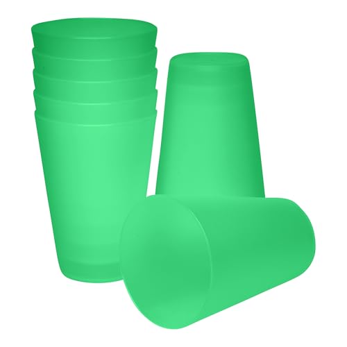S&S-Shop 15 Trinkbecher 400 ml Grün, Hartplastikbecher für Party, Kinderbecher, stapelbare Plastikbecher 0,4 l, Mehrweg Kunststoffbecher, Zahnputzbecher & Cocktailgläser Plastik von S&S-Shop