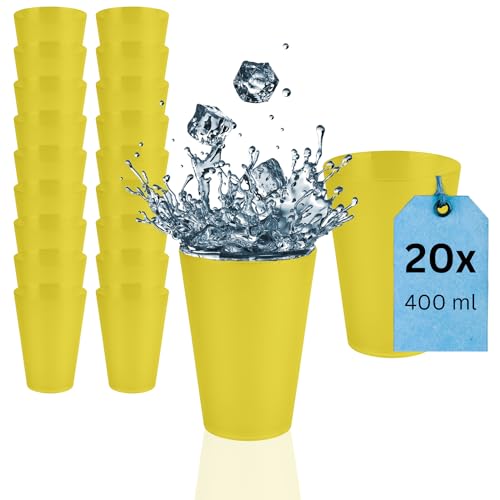 S&S-Shop 20 Hartplastik Trinkbecher 400ml, Gelb, umweltschonende Mehrwegbecher, Cocktailgläser, Camping, Kindergeschirr, JGA, Beerpongbecher, Stapelbecher, Partybecher, Kunststoffbecher S&S-Shop 20 Hartplastik Trinkbecher 400ml, Gelb, umweltschonende Mehrwegbecher, Cocktailgläser, Camping, Kindergeschirr, JGA, Beerpongbecher, Stapelbecher, Partybecher, Kunststoffbecher von S&S-Shop