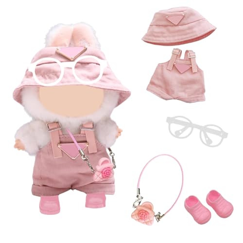 5 Stück Bekleidung für 17cm Labubu Plüsch, Puppe Kleidung DIY Outfit für La Puppen Rosa Hut, Kuscheltier Kleidung Outfit nur Bekleidungs zubehör für Sammler, DIY Kindergeschenke von S.F.Pachira