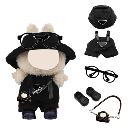 5 Stück Bekleidung für 17cm Labubu Plüsch, Puppe Kleidung DIY Outfit für La Puppen schwarzer Hut, Kuscheltier Kleidung Outfit nur Bekleidungs zubehör für Sammler, DIY Kindergeschenke von S.F.Pachira