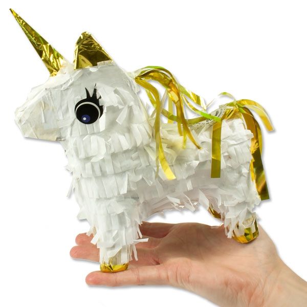 Pinata Einhorn Mini, weiß-gold, 1 Stk, 21cm von S.P.R.I.N.G. Travel & Trading