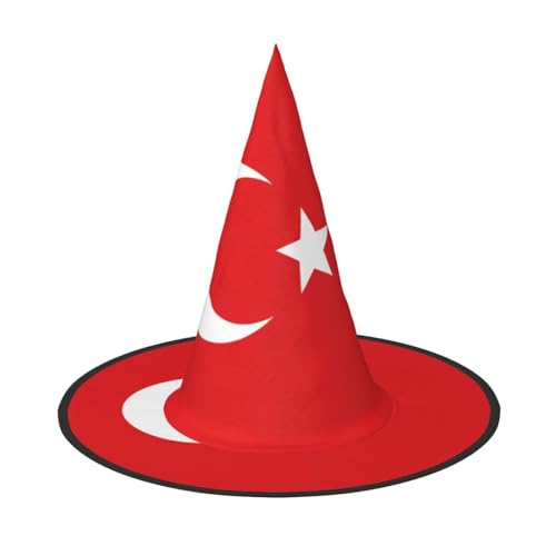 SAAKE Flagge der Türkei Druck Karneval Halloween Hexenhut Faltbare Dekoration Party Zubehör Mottopartys Cosplay von SAAKE