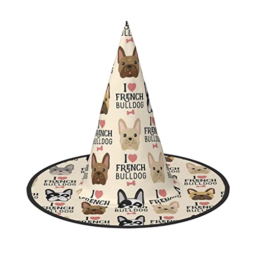 SAAKE Französischer Hund Druck Karneval Halloween Hexenhut Faltbar Dekor Party Zubehör Mottopartys Cosplay SAAKE Französischer Hund Druck Karneval Halloween Hexenhut Faltbar Dekor Party Zubehör Mottopartys Cosplay von SAAKE