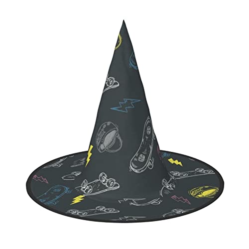 SAAKE Graffiti-Skateboard-Druck, Karneval, Halloween, Hexenhut, faltbar, Dekoration, Partyzubehör, Mottopartys, Cosplay SAAKE Graffiti-Skateboard-Druck, Karneval, Halloween, Hexenhut, faltbar, Dekoration, Partyzubehör, Mottopartys, Cosplay von SAAKE
