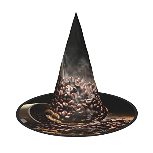 SAAKE Kaffeebohnen Druck Karneval Halloween Hexenhut Faltbar Dekor Party Zubehör Mottopartys Cosplay SAAKE Kaffeebohnen Druck Karneval Halloween Hexenhut Faltbar Dekor Party Zubehör Mottopartys Cosplay von SAAKE