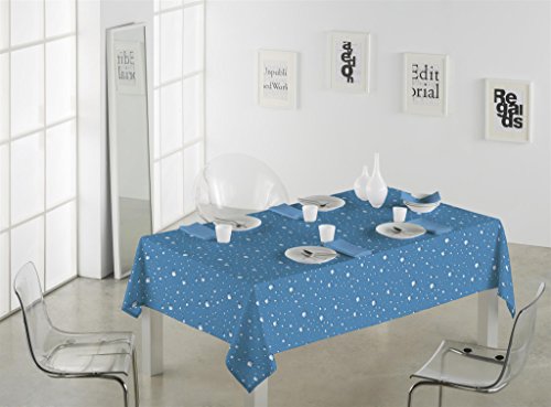 SABANALIA Rain Schmutzabweisende Tischdecke aus Harzstoff, Kunststoff, blau, 140 x 140 von SABANALIA
