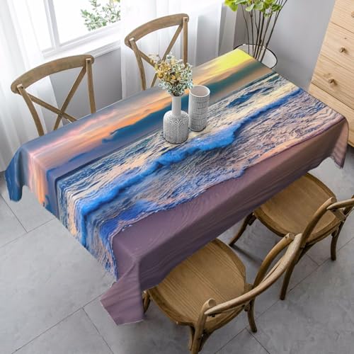 Rechteckige Tischdecke mit Sonnenuntergang am Meer, Thanksgiving-Tischdecke, dekorative Tischdecke von SABFWF