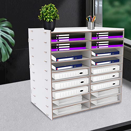 SABUIDDS 18 Fächer Dokumentenablage aus Eiche 9 Ebenen Aktensortierer Briefablage Post-Organizer Ablagefächer A4 Schreibtisch-Papierablage-Organizer für Zuhause Büro oder Schule, Weiß SABUIDDS 18 Fächer Dokumentenablage aus Eiche 9 Ebenen Aktensortierer Briefablage Post-Organizer Ablagefächer A4 Schreibtisch-Papierablage-Organizer für Zuhause Büro oder Schule, Weiß von SABUIDDS