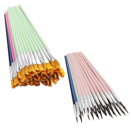 90 Stück Pinsel für Kinder und Anfänger, Buntes Pinselset mit 50 Flachpinsel und 40 Detailpinsel – Geeignet für Acrylfarben, Ölfarben, Wasserfarben,Modellbau und Kinderschminken von SADOKNS
