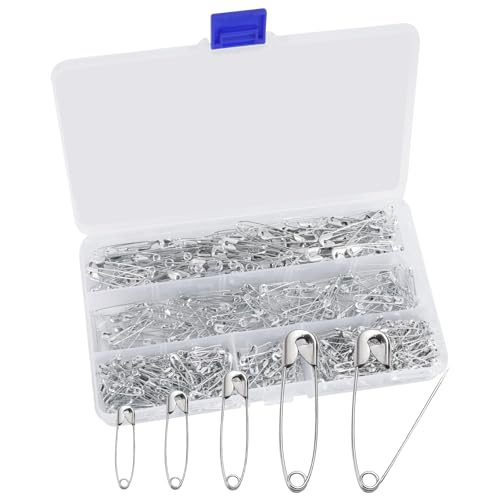 SADOKNS 600 Stück Sicherheitsnadeln - 4 Größen (19mm, 22mm, 28mm, 38mm) - Sicherheitsnadeln Klein und Groß in Silber, Metall Sicherheitsnadel für Kunsthandwerk, Nähen, DIY, Kleidung von SADOKNS